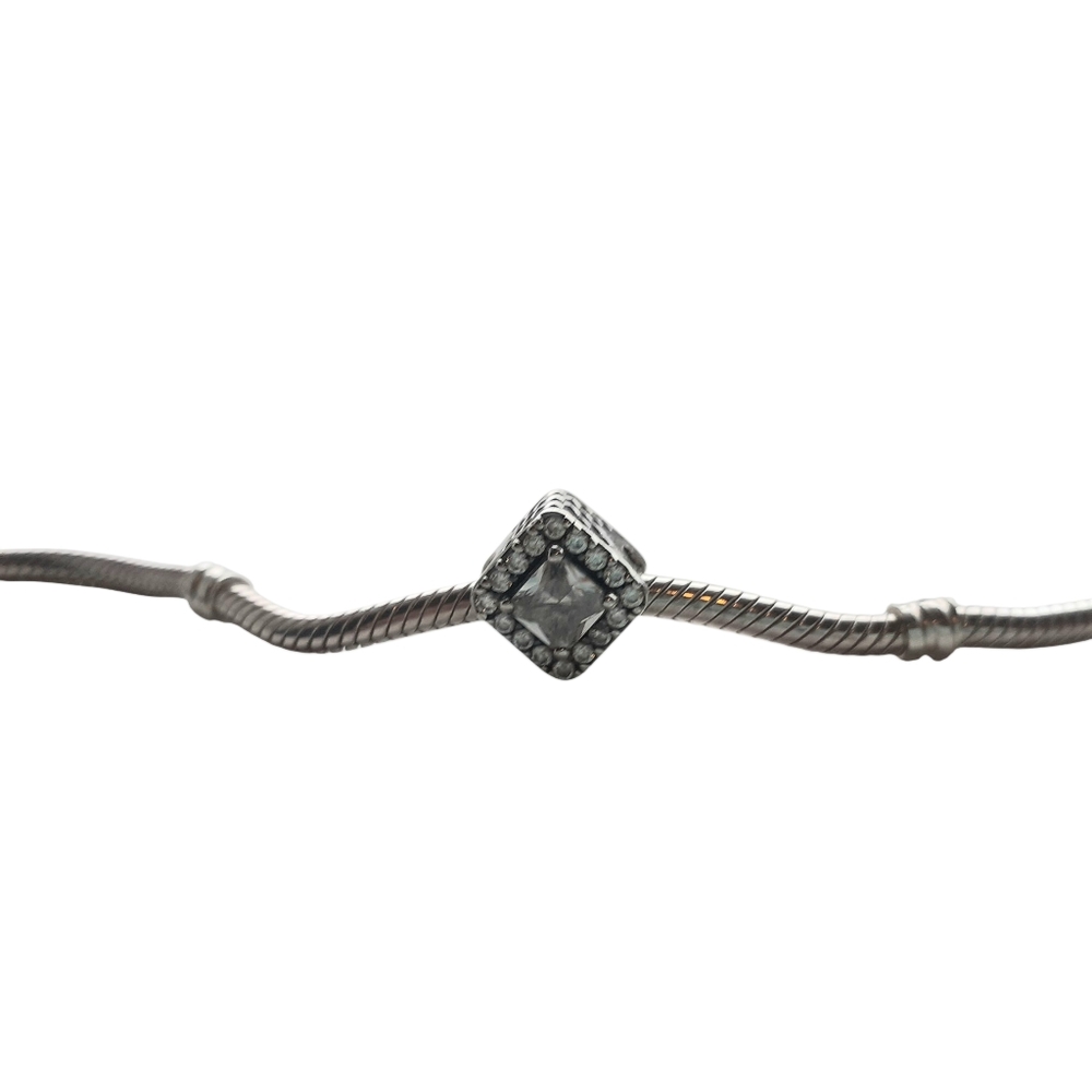 Authentic Pandora Square Sparkle Halo Charm Sterling Silver Cubic Zirconia